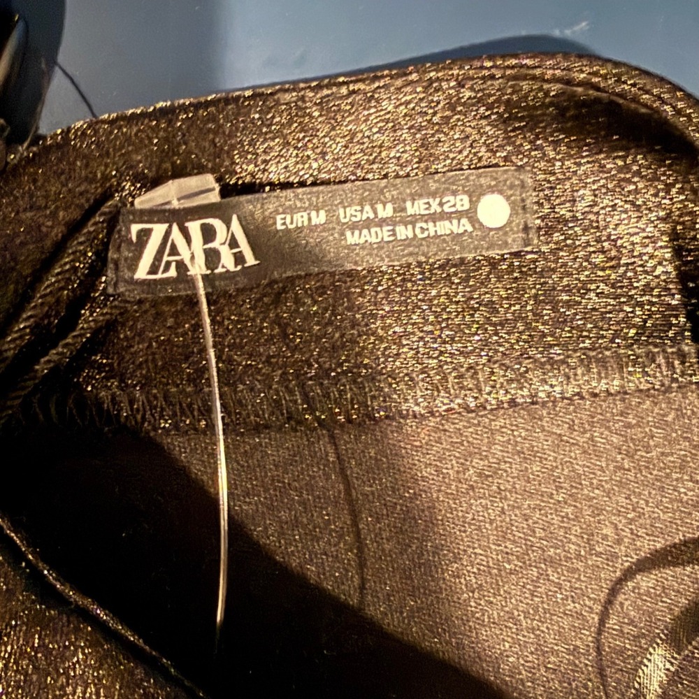 Zara Black Shimmer Satin V-Neck Sleeveless Top Blouse 5070/465/800 Medium NWT - Picture 7 of 8